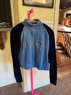 ZARA California 97 Blue Velvet Track Jacket size Large